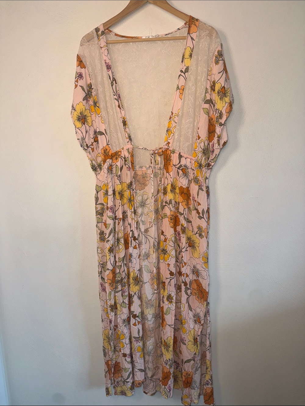 Floral Pink & Yellow Cover Up Maxi Dress